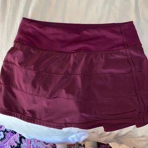 Maroon lululemon Pace Rival tennis skirt size 2
